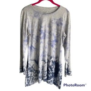 Pure Jill Gray and Purple Washed Floral Ladies Casual Tunic, SP‎